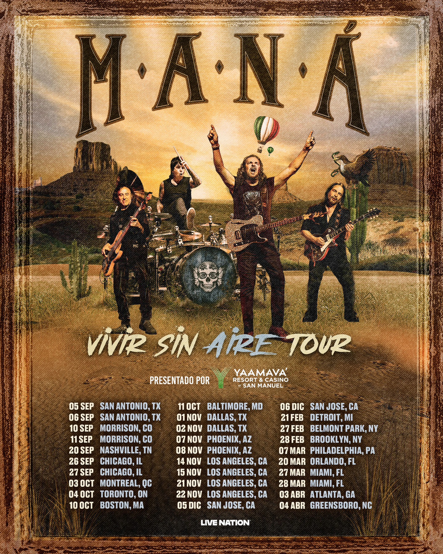Maná Vivir Sin Aire Tour Poster 2025